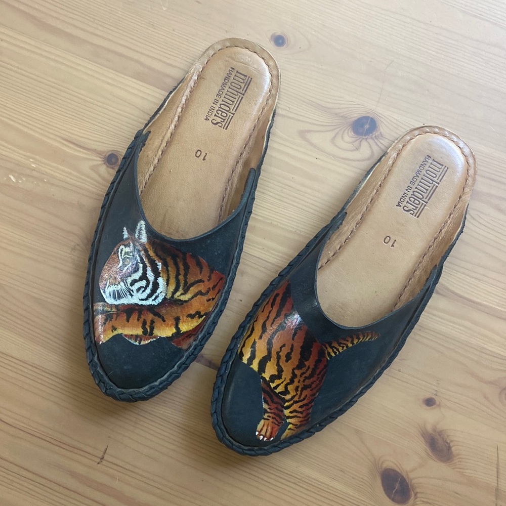 Mohinders hand-painted leather slides - worn once